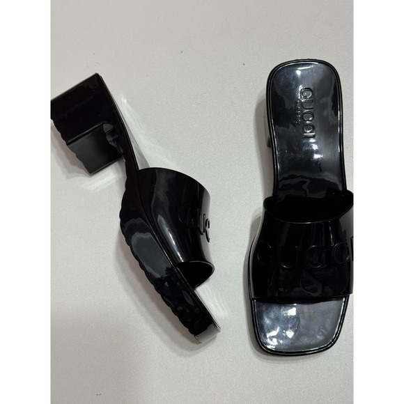 Gucci Rubber Logo Platform Slide Sandal in Black Size 37 Slip-On Open Toe - Picture 13 of 16